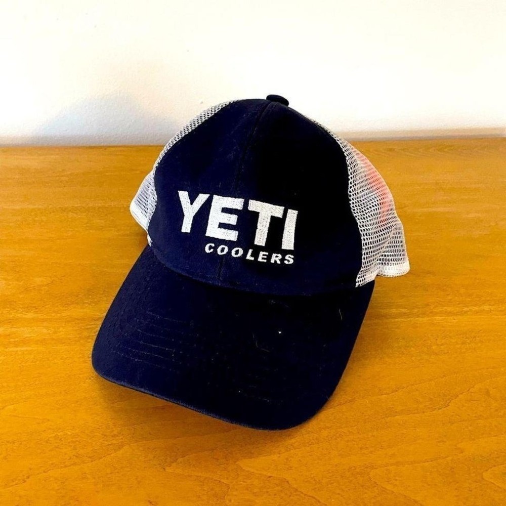 Yeti Blue and White Mesh Collectible Adjustable Trucker Cap